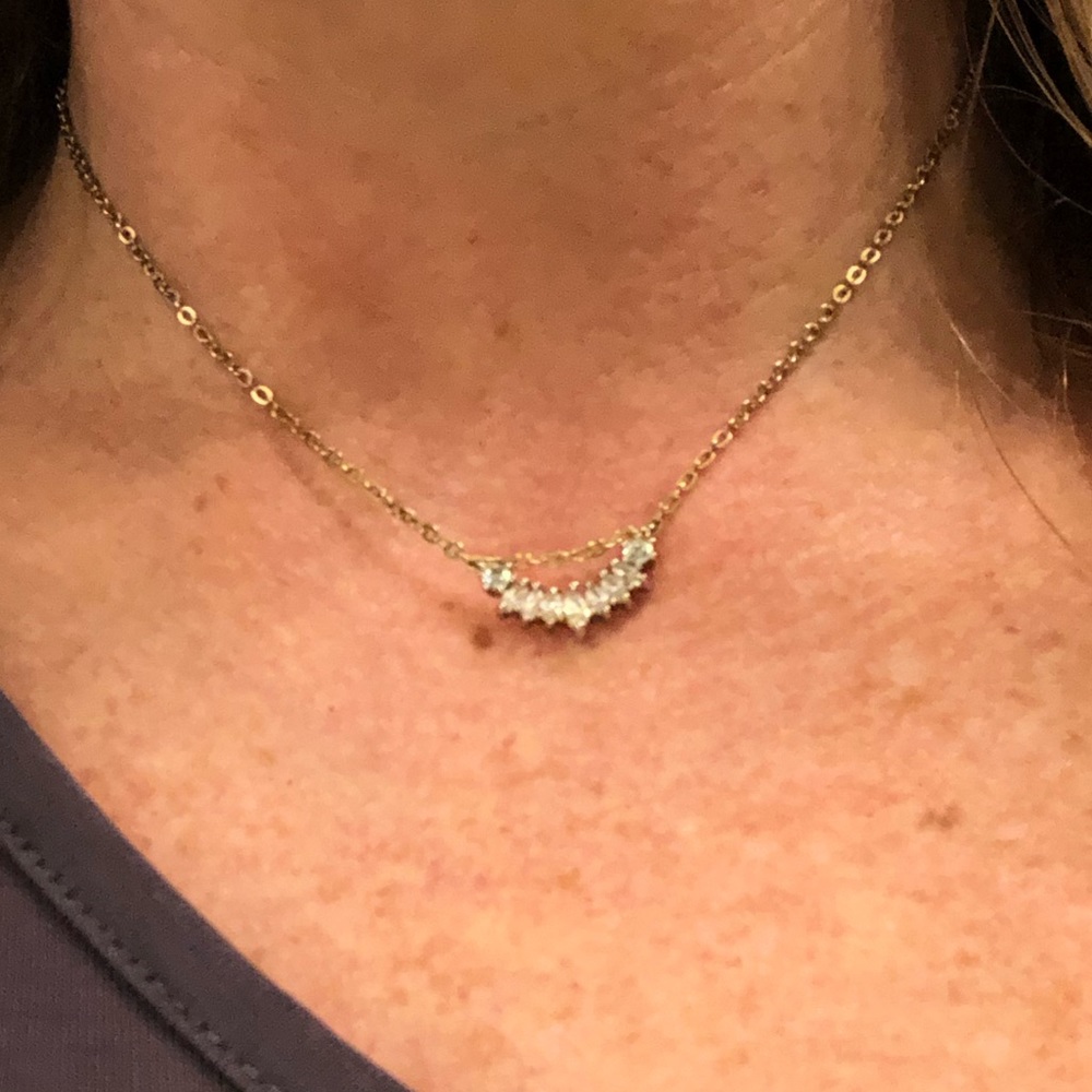 Gold plated choker w cubic zirconia pendant